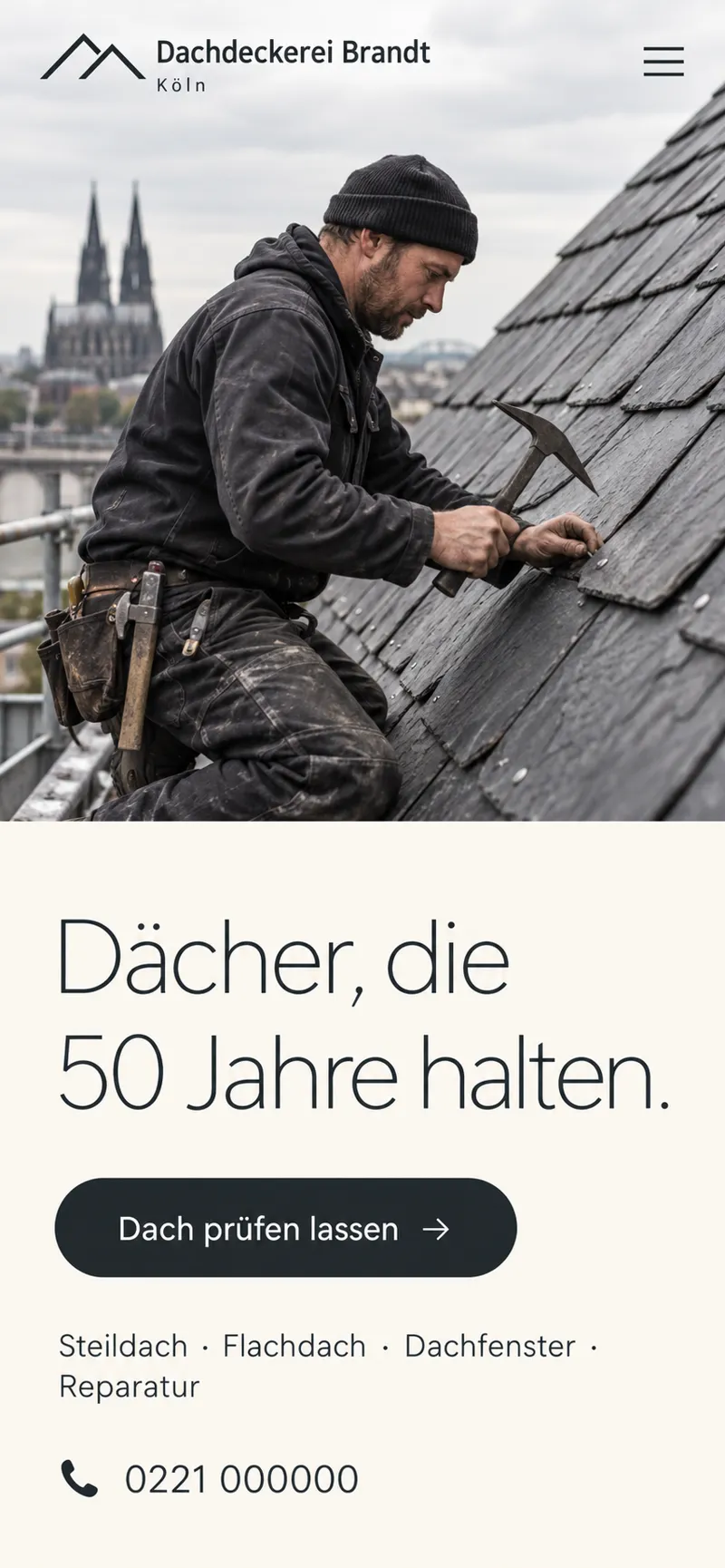 Mobiler Entwurf: Dachdeckerei